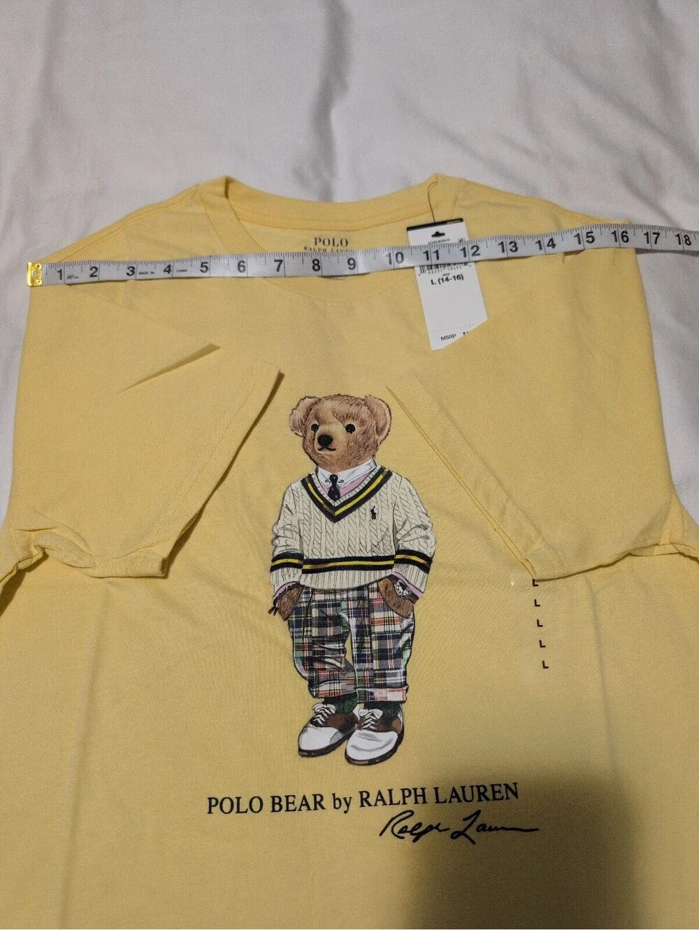 Polo Ralph Lauren Yellow Polo Bear Graphic T-Shirt Large 14-16